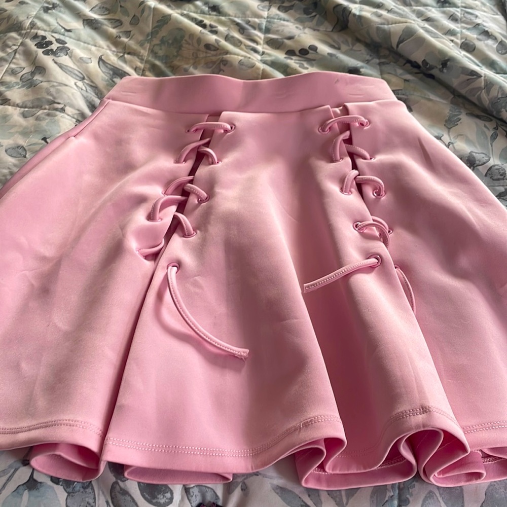 Baby pink lace up skirt WITH POCKETS!!! Only wore once